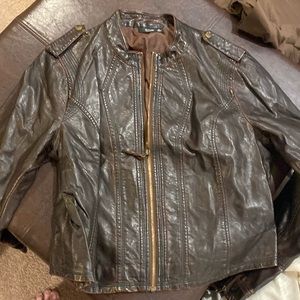 Ana Faux Leather Jacket - Brown Size XL